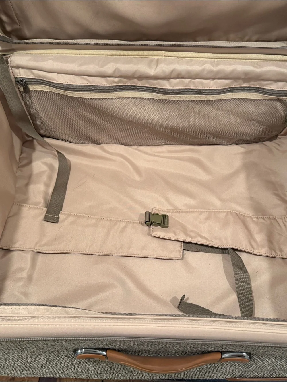 Men's Carry-On Rolling Suitcase in Tweed Gray with Tan Accents
